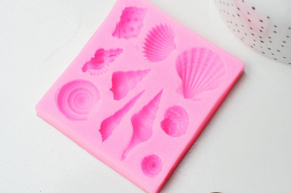 EP Moules en silicone COQUILLAGES, Moule patisserie, moule en silicone pour réaliser des bijoux avec inclusion en résine,7.6cm x1 G4077