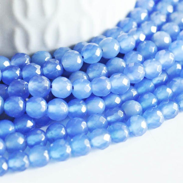EP NE PAS RENOUVELER Perle agate bleue, perle agate naturelle pierre,perle facette,6mm,fil de 36cm G889