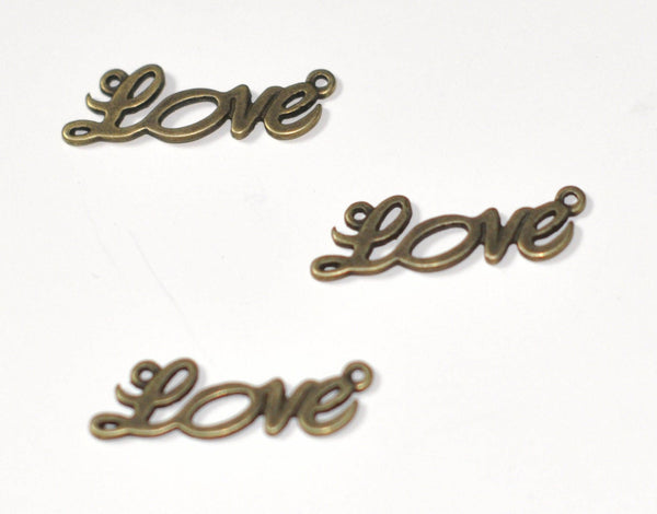 EP Pendentif LOVE bronze, fournitures créatives,pendentif bronze, breloque bronze,connecteur colliers, création bijoux,3cm