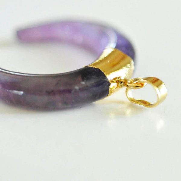 EP Pendentif Lune améthyste,création bijoux Pendentif bijoux, pendentif pierre, pierre naturelle,améthyste naturelle, 32mm