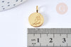 EP Pendentif Médaille ronde dorée laiton fleur gravée 17,5mm, médaille doréecréation bijoux, x1