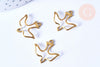 EP Pendentif Oiseau Colombe laiton brut 22mm, x2 (G6519)
