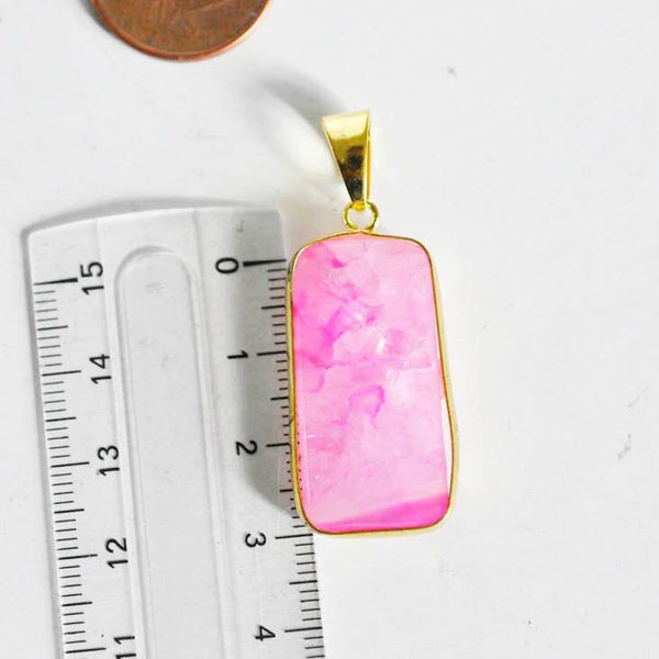 EP Pendentif agate rose doré 38mm, x1 (G1308)