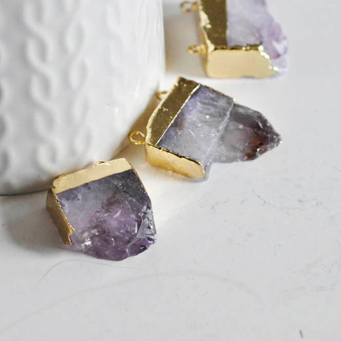 EP-Pendentif améthyste brute naturelle violette 20mm-G0787