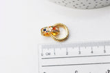 EP-Pendentif anneaux enlacés laiton doré cristal zircon coloré 15mm, x1 (G4745)