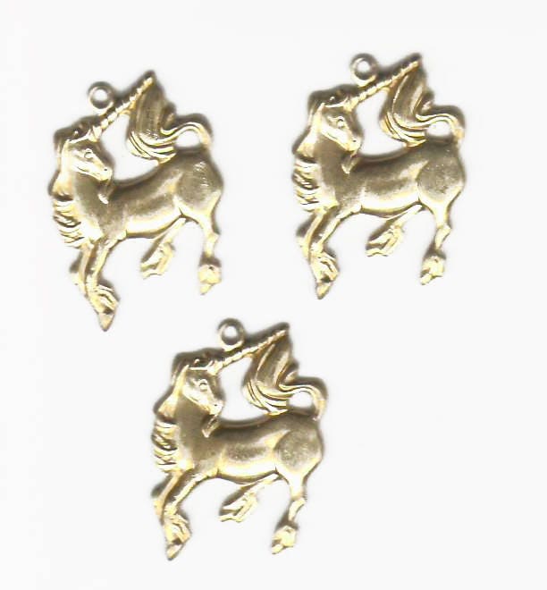 EP Pendentif/ breloque Licorne en laiton brut