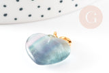 EP -Pendentif coeur fluorite violette dorée 17.5mm, x1 G6112