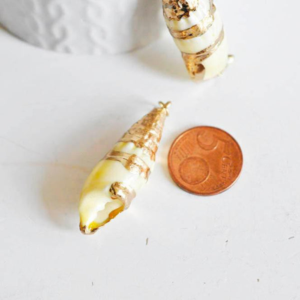 EP Pendentif coquillage naturel spirale doré, fourniture créative, pendentif doré, création bijoux, coquillage bijou,coquillage or, 40mm-G667