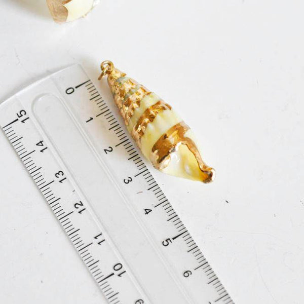 EP Pendentif coquillage naturel spirale doré, fourniture créative, pendentif doré, création bijoux, coquillage bijou,coquillage or, 40mm-G667