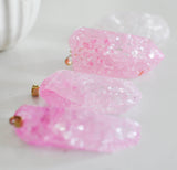 EP Pendentif cristal rose, fournitures créatives, pendentif pierre, support doré, création bijoux, pierre naturelle,quartz rose,quartz naturel