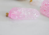 EP Pendentif cristal rose, fournitures créatives, pendentif pierre, support doré, création bijoux, pierre naturelle,quartz rose,quartz naturel