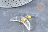 EP Pendentif croissant de lune Cristal de roche naturel support laiton doré 42mm, pierre naturelle x1 G8680
