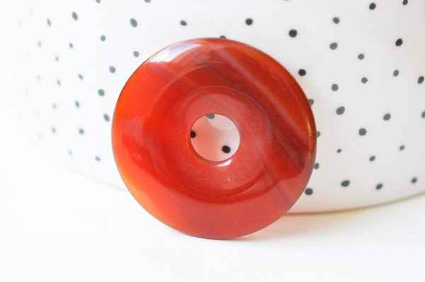 EP Pendentif donut cornaline naturelle 35mm, x1 (G3977)