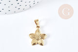 EP Pendentif fleur acier 304 inoxydable doré 20mm, pendentif sans nickel pour création bijoux acier, x1 G8722