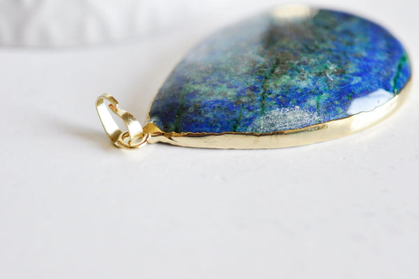 EP Pendentif goutte Lapis Lazulis naturelle, 48-57mm, x1 -G0108
