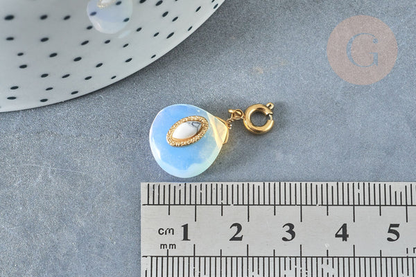 EP-Pendentif goutte amulette opalite acier inoxydable doré 21mm, x1 G7643