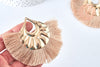 EP Pendentif large pompon fil rose beige support doré,pendentif en fil sur support doré, 85-92mm, x 2 G6839