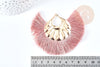 EP Pendentif large pompon fil rose clair support fer doré 85-92mm,pendentif bijoux xxL, x2 (G8374)