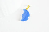 EP Pendentif lune agate bleue support doré, pendentif pierre agate naturelle bleue,création bijoux en pierre naturelle, 23mm, x1,G3200