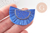 EP- Pendentif osier raphia bleu naturel 47mm, x2 (G3521)