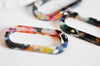 EP Pendentif ovale écaille multicolore,fourniture bijoux,perle acétate,création bijoux,perle plastique,connecteur plastique,x 2, 30mm-G727