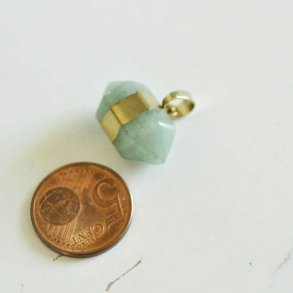 EP Pendentif pointe aventurine verte,fourniture créative,pendentif bijoux, fabrication bijoux, pendentif pierre,aventurine naturelle,22mm