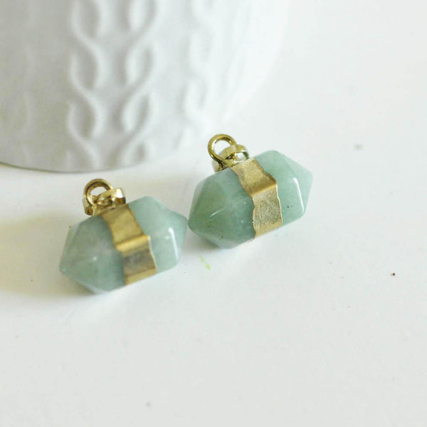 EP Pendentif pointe aventurine verte,fourniture créative,pendentif bijoux, fabrication bijoux, pendentif pierre,aventurine naturelle,22mm