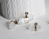 EP Pendentif pointe cristal transparent doré,fournitures créatives,pendentif, pendentif pierre,cristal naturel, pendentif cristal,20-45mm-G793