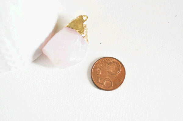 EP-Pendentif quartz rose naturel pierre brute, x1 (G0773)