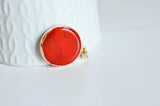 EP Pendentif rond doré agate colorée, support doré, ,agate,pierre naturelle,24mm, x1,G0384