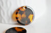 EP Pendentif rond écaille, fourniture bijoux, perle acétate, création bijoux, perles plastique,connecteur plastique,x 2, 2.2cm-G624