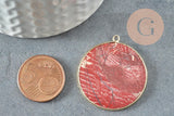 Pendentif rond jaspe rouge naturel 32mm, x1 (G3081)