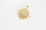 EP-Pendentif soleil laiton doré 18k zircon, pendentif en cristal pour création bijoux porte bonheur pour femme en zircon,27mm, x1 G5269