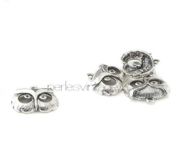 EP Pendentif tête hibou argenté,pendentif hibou, breloque argentée,argent tibétain, breloque argent, création bijoux,25mm G281