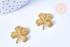 EP Pendentif trèfle 4 feuilles laiton brut 22mm, x2 (G6444)