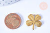 EP Pendentif trèfle 4 feuilles laiton brut 22mm, x2 (G6444)