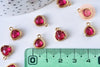 EP-Pendentif triangle cristal de bohème rouge rubis facetté laiton doré 11mm, x1 (G6116)