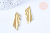 EP Pendentif triangle éventail laiton brut 42x14mm, x1 (G6431)