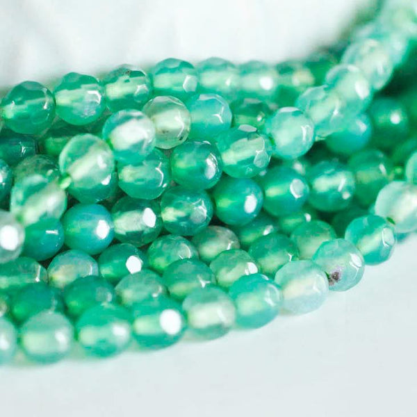 EP Perle agate verte naturelle 4mm, x1 fil de 90 perles (G0726)