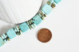 EP Perle carrée en turquoise naturelle 12x4mm, le fil-G1119