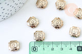 EP Perle carrée gravée zamac doré 12mm, perles dorées, création bijoux, perles intercalaires, Perle carré, x 2 G5873