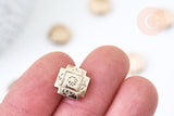 EP Perle carrée gravée zamac doré 12mm, perles dorées, création bijoux, perles intercalaires, Perle carré, x 2 G5873