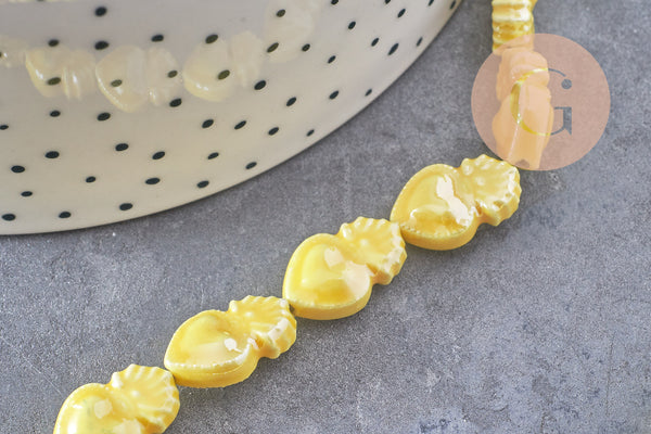 EP Perle porcelaine jaune coeur irisé 16mm, x20 (G3535)