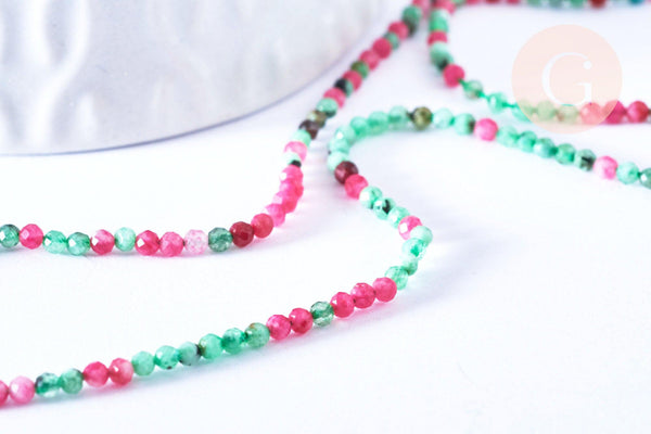 EP -Perle ronde rubis sur zoisite facetté 2mm, perle pierre naturelle, création bijou pierre naturelle,le fil de 39cm G6788