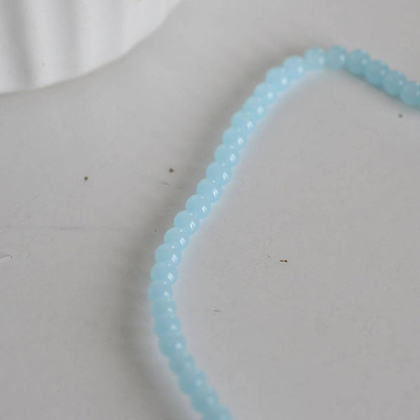 EP Perle ronde verre bleu 4mm, x1 fil 80 perles -G861