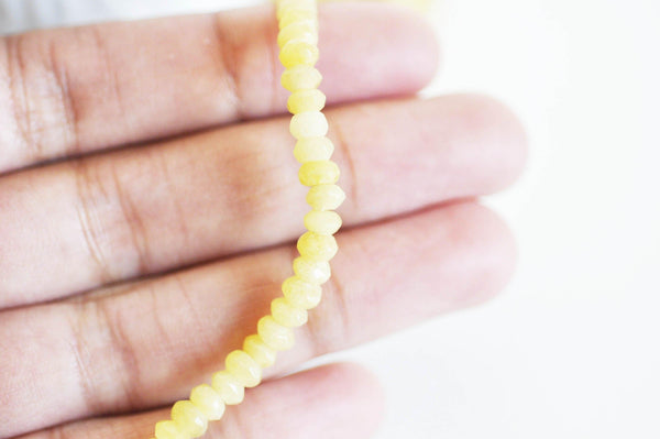 EP Perle rondelle jade jaune naturelle 5x3mm, x1 fil 115 perles (G1705)