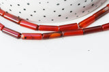 EP -Perle tube cornaline naturelle 13-14mm, x1 fil de 38cm G4370