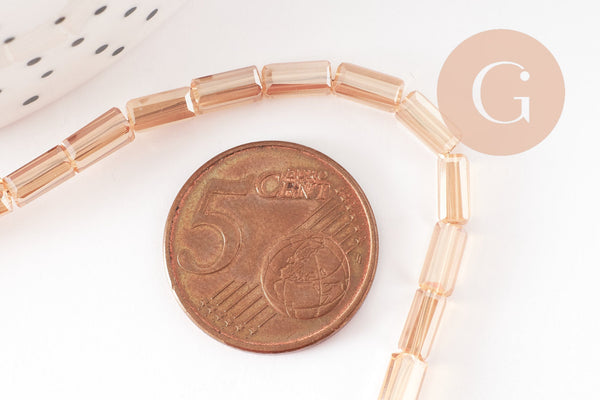 EP-Perles facette rectangulaire verre irisé beige, x1 fil de 80 perles G1501