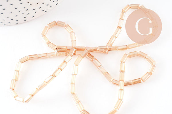 EP-Perles facette rectangulaire verre irisé beige, x1 fil de 80 perles G1501