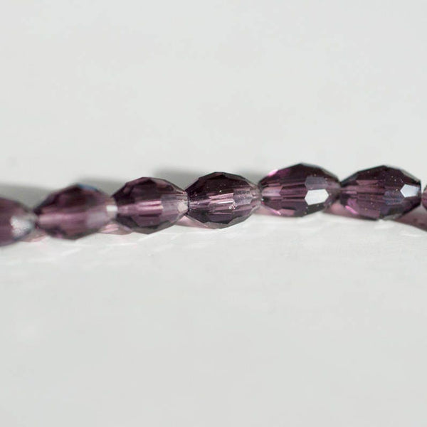 EP Perles facettées verre violet, fourniture créative,Perles verre, perle forme ovale, fabrication bijoux, grain de riz, cristal,fil de 70-G572